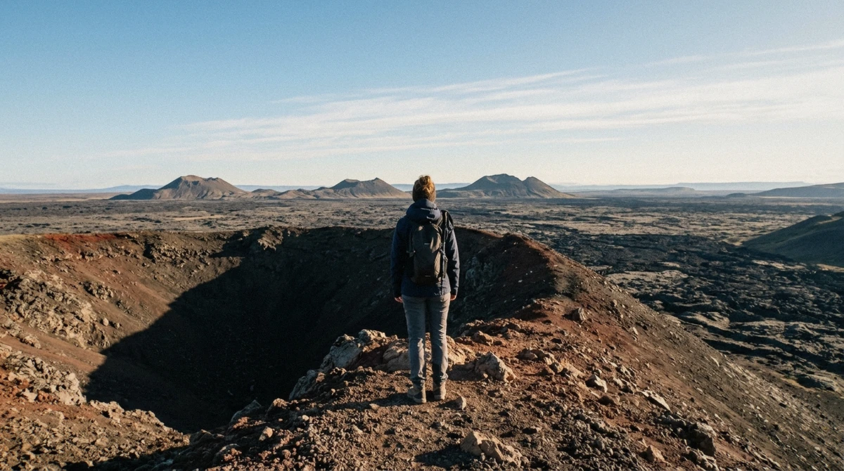 The Thrihnukagigur crater cone seen from outside on a hike without a tour, Blafjoll, Iceland